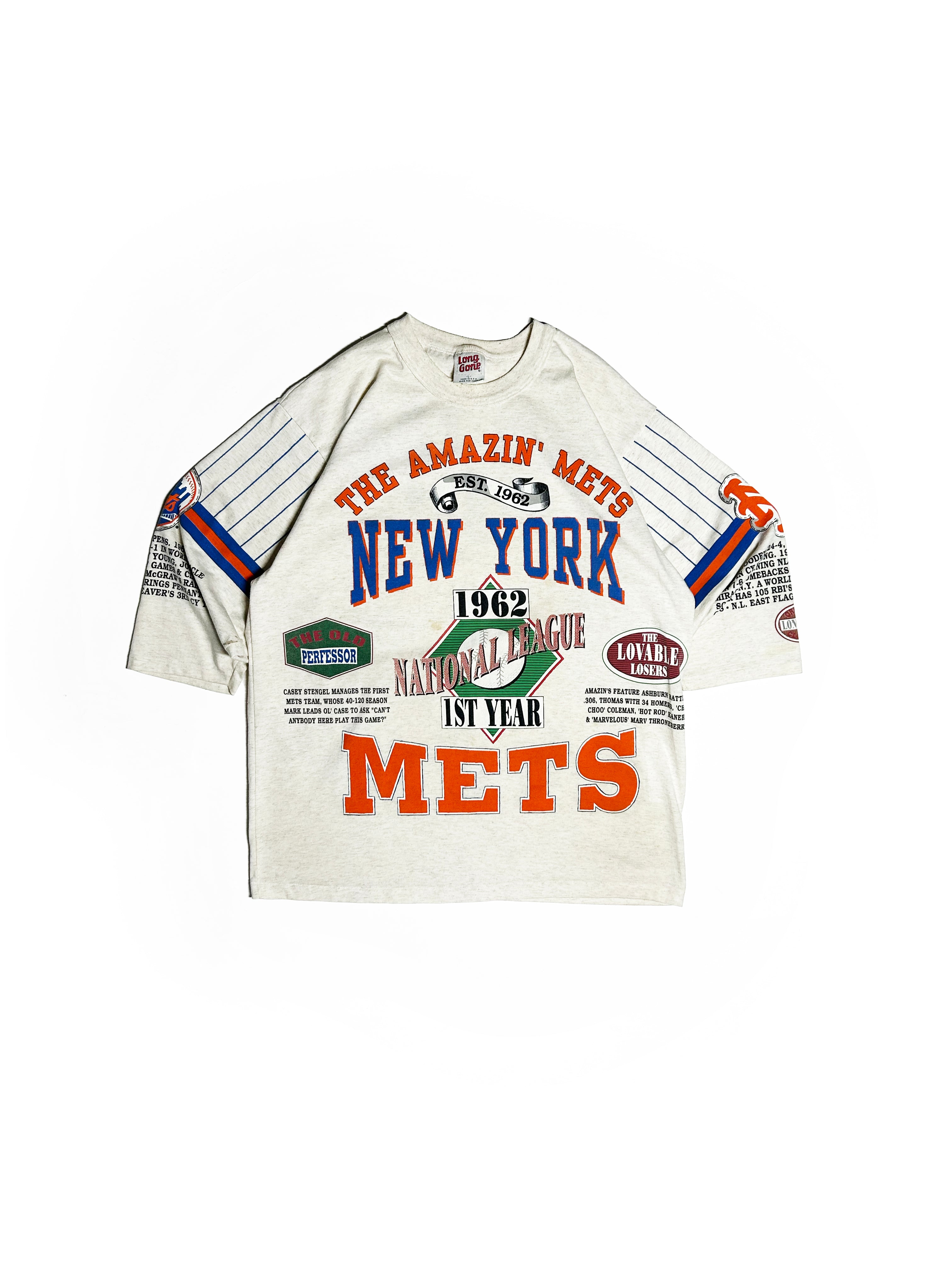 Vintage Long Gone New York Mets First Year T Shirt Mens XL All Over Print  Rare