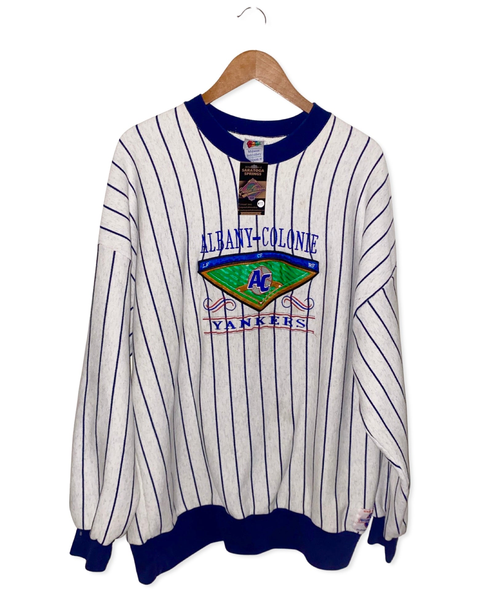 Vintage 90s NY Yankees Striped Sweatshirt - ShopperBoard