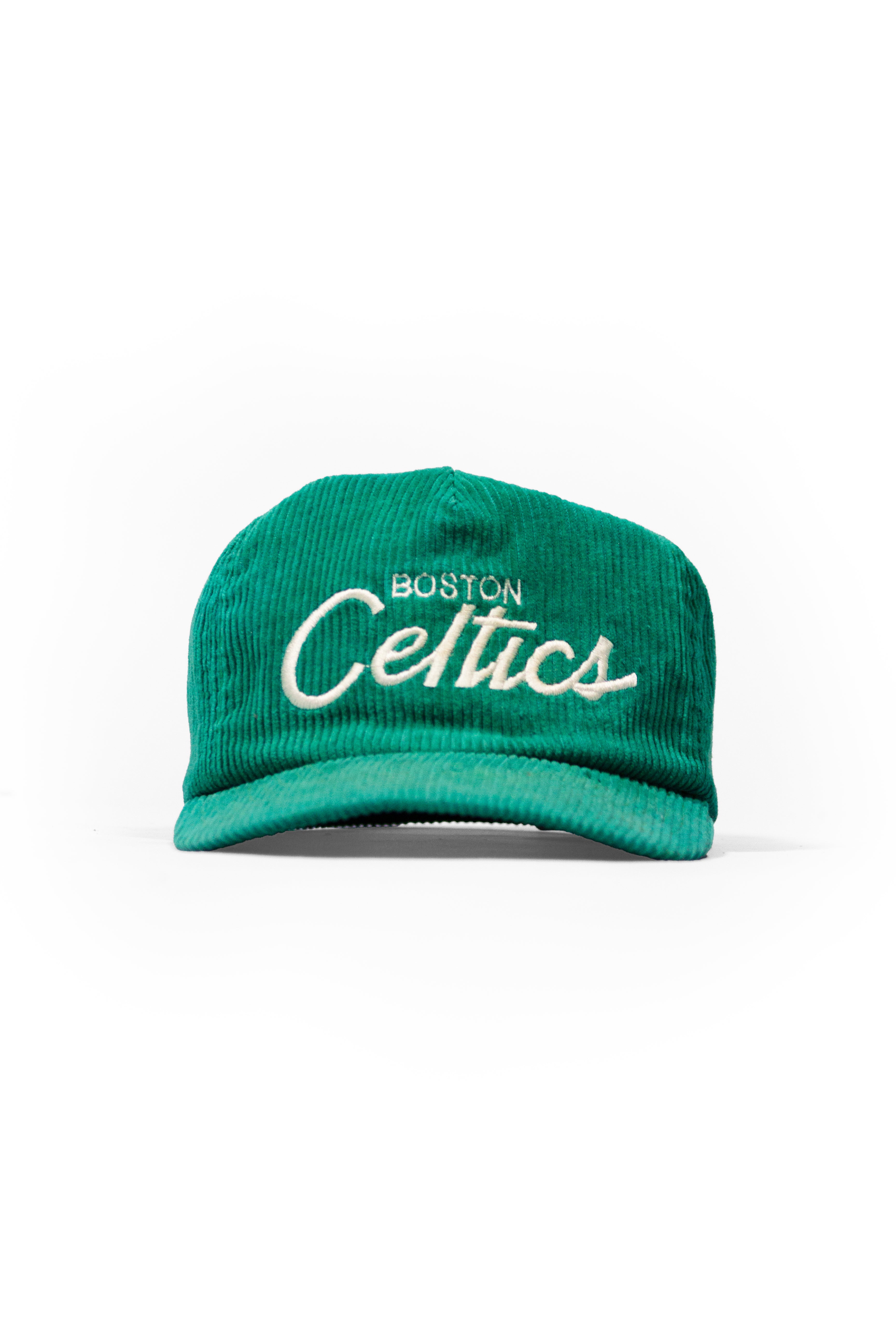 Vintage NBA Boston Celtics Hat Men's One Size Green White Corduroy 80s