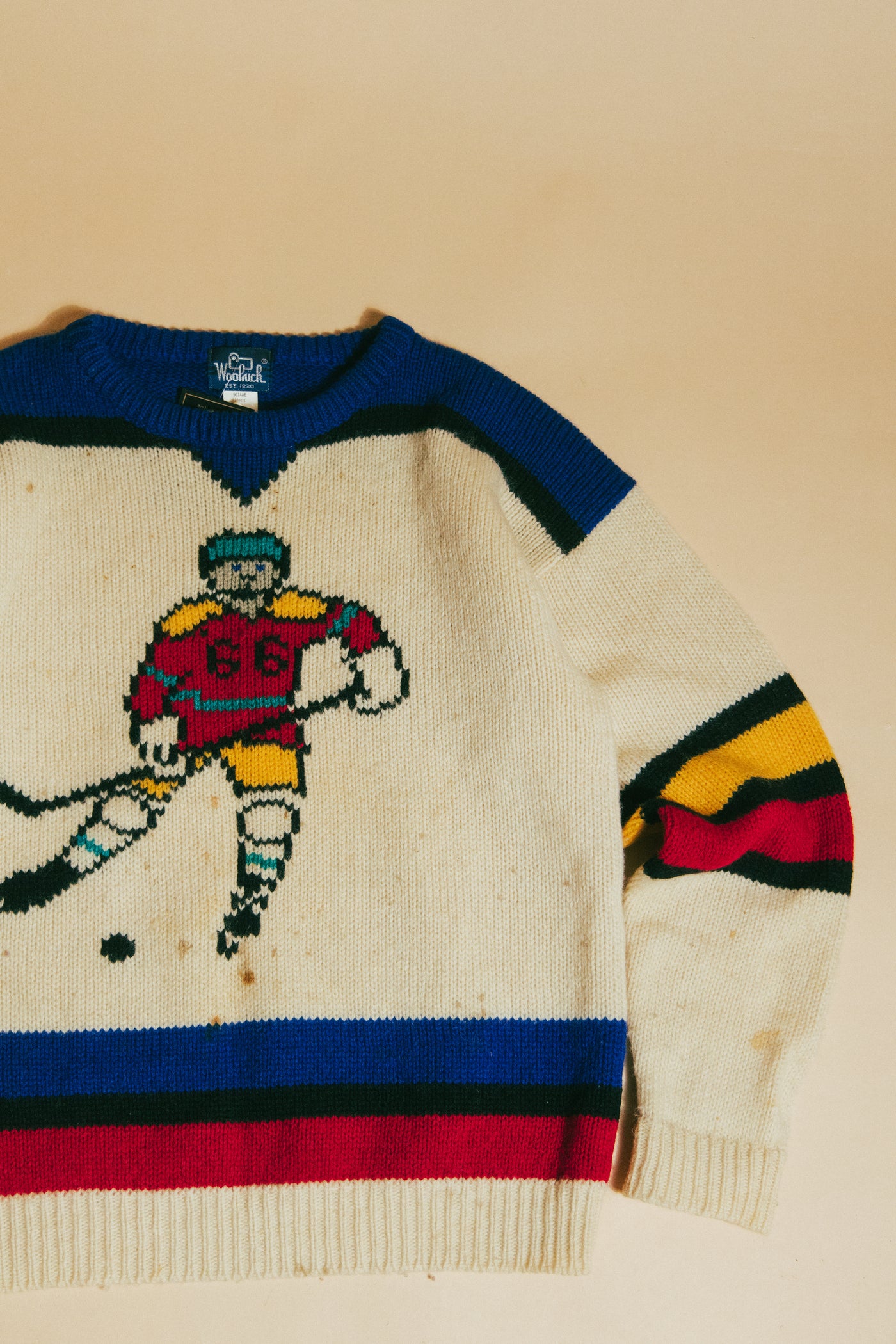 Vintage 90s Woolrich Knit Wool Hockey Sweater