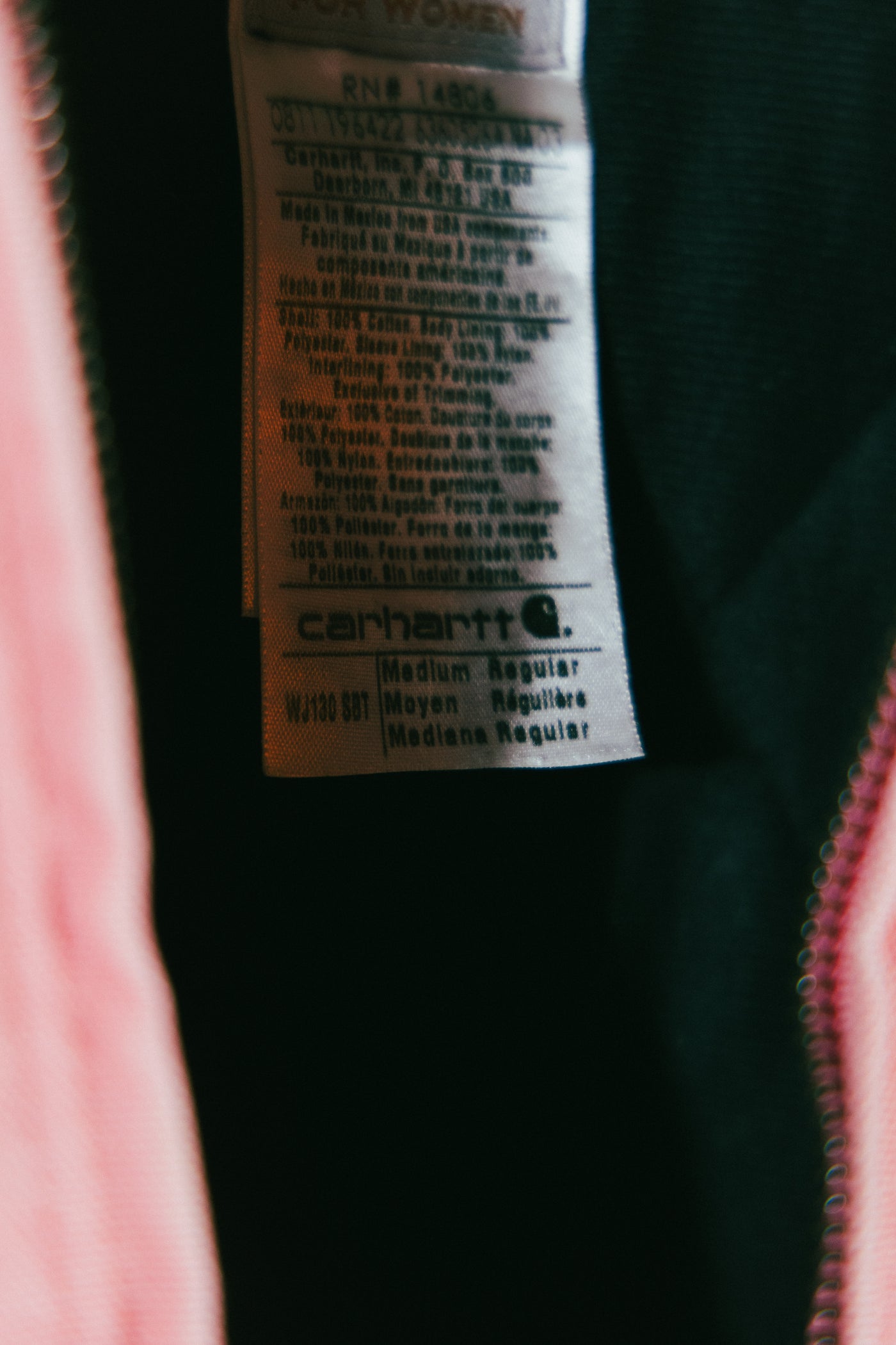Vintage Carhartt WJ130 BBT Pink Hooded Jacket