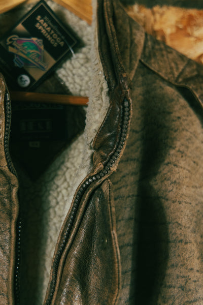 Vintage 90s Sherpa Lined Leather Jacket