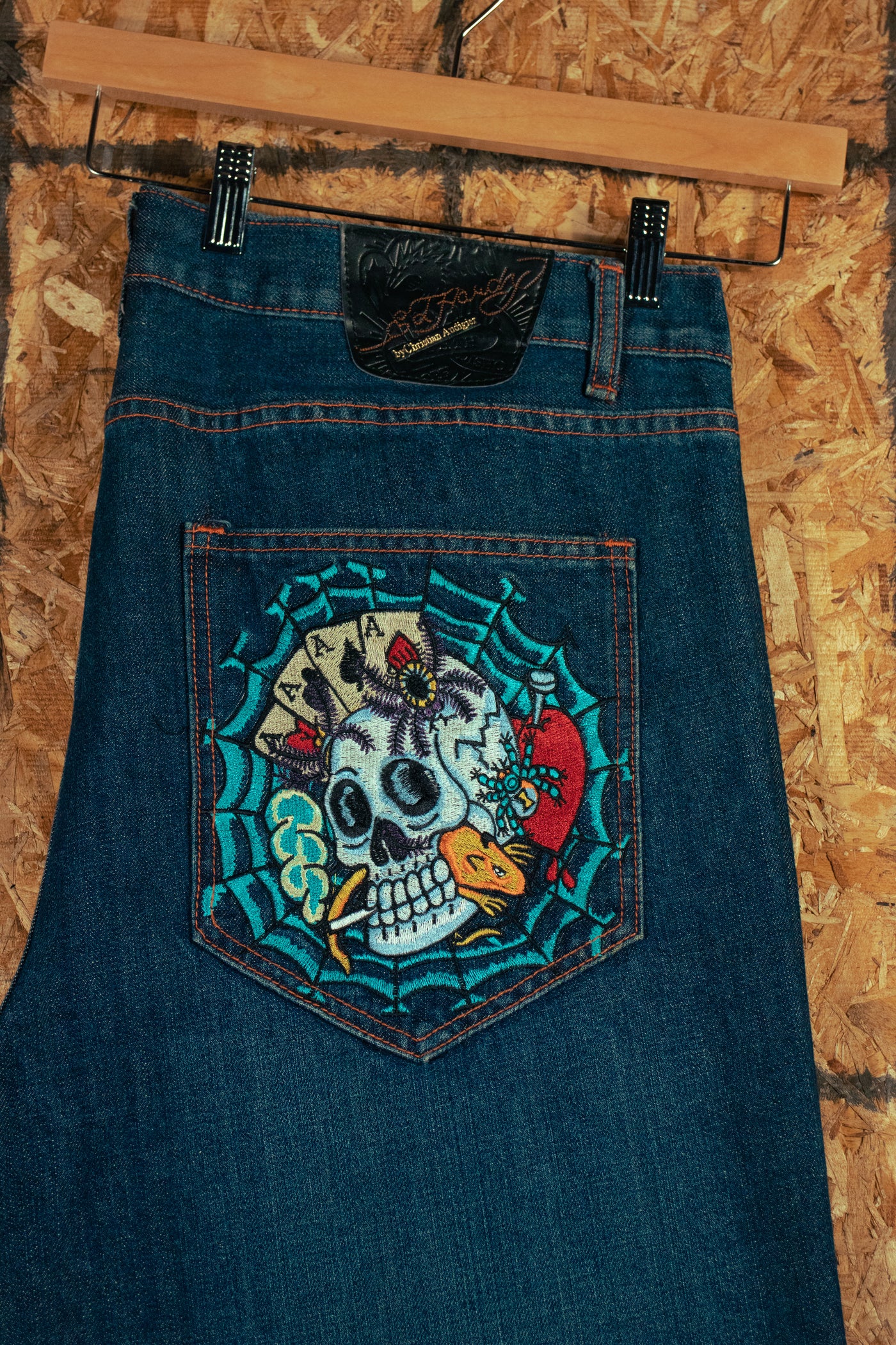 Vintage Ed Hardy Embroidered Skull Jeans