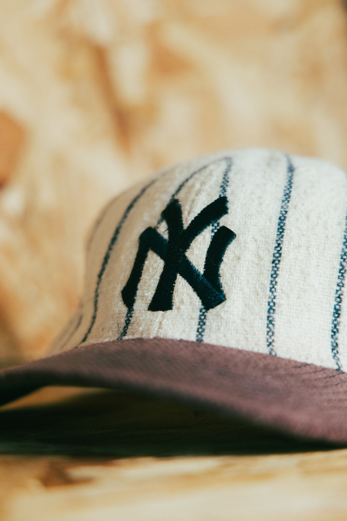 Vintage 90s Wool Pinnstripe Fitted Yankees Hat
