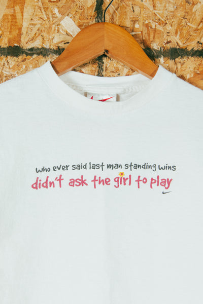 Vintage 90s Nike ‘Ask a Girl to Play’ Baby T-Shirt