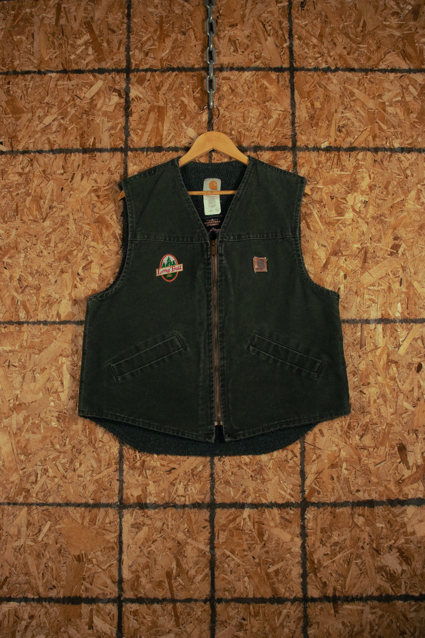 Vintage 90s Carhartt Long Trail Brewery Sherpa Lined Vest