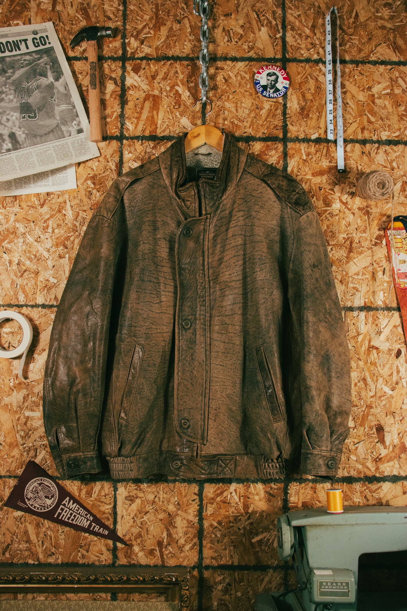Vintage 90s Sherpa Lined Leather Jacket