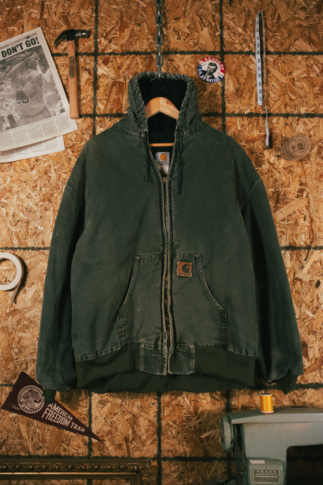 Vintage 90s Carhartt Hooded Jacket J68 - Moss – Grateful Threads