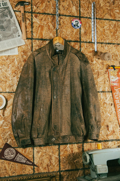 Vintage 90s Sherpa Lined Leather Jacket
