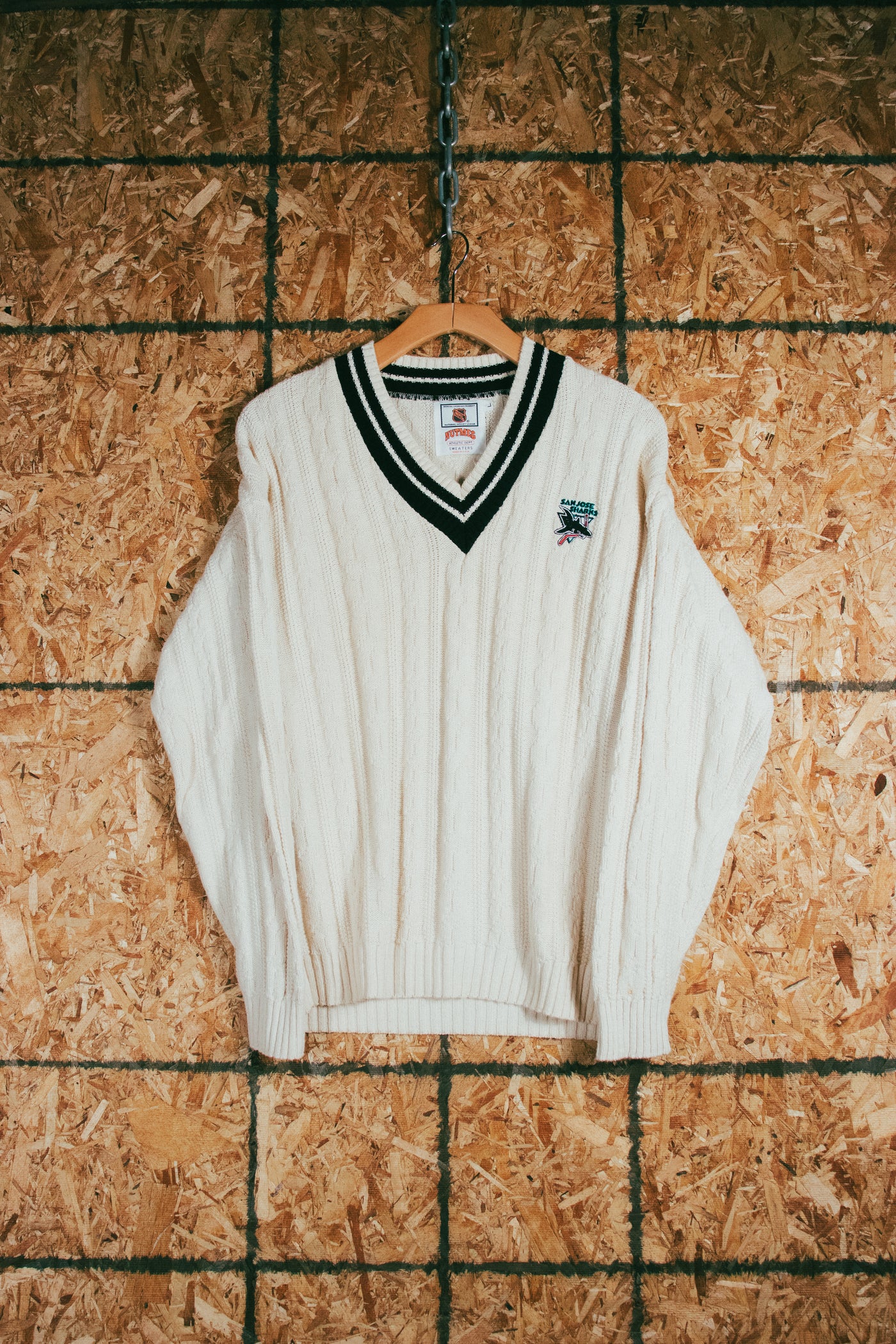 Vintage 90s San Jose Sharks Nutmeg Cable Knit Sweater