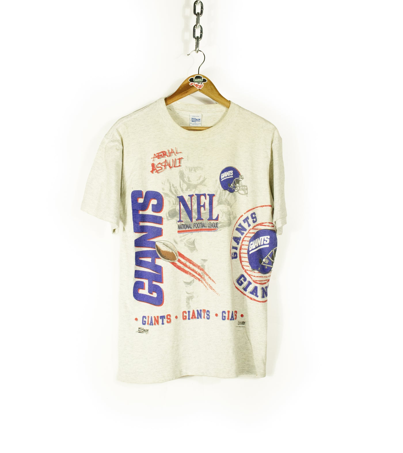 Vintage 1991 New York Giants Salem Sportswear Aerial Assault T-Shirt