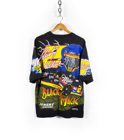 Vintage 90s Black Magic Rusty Wallace All Over Print T-Shirt