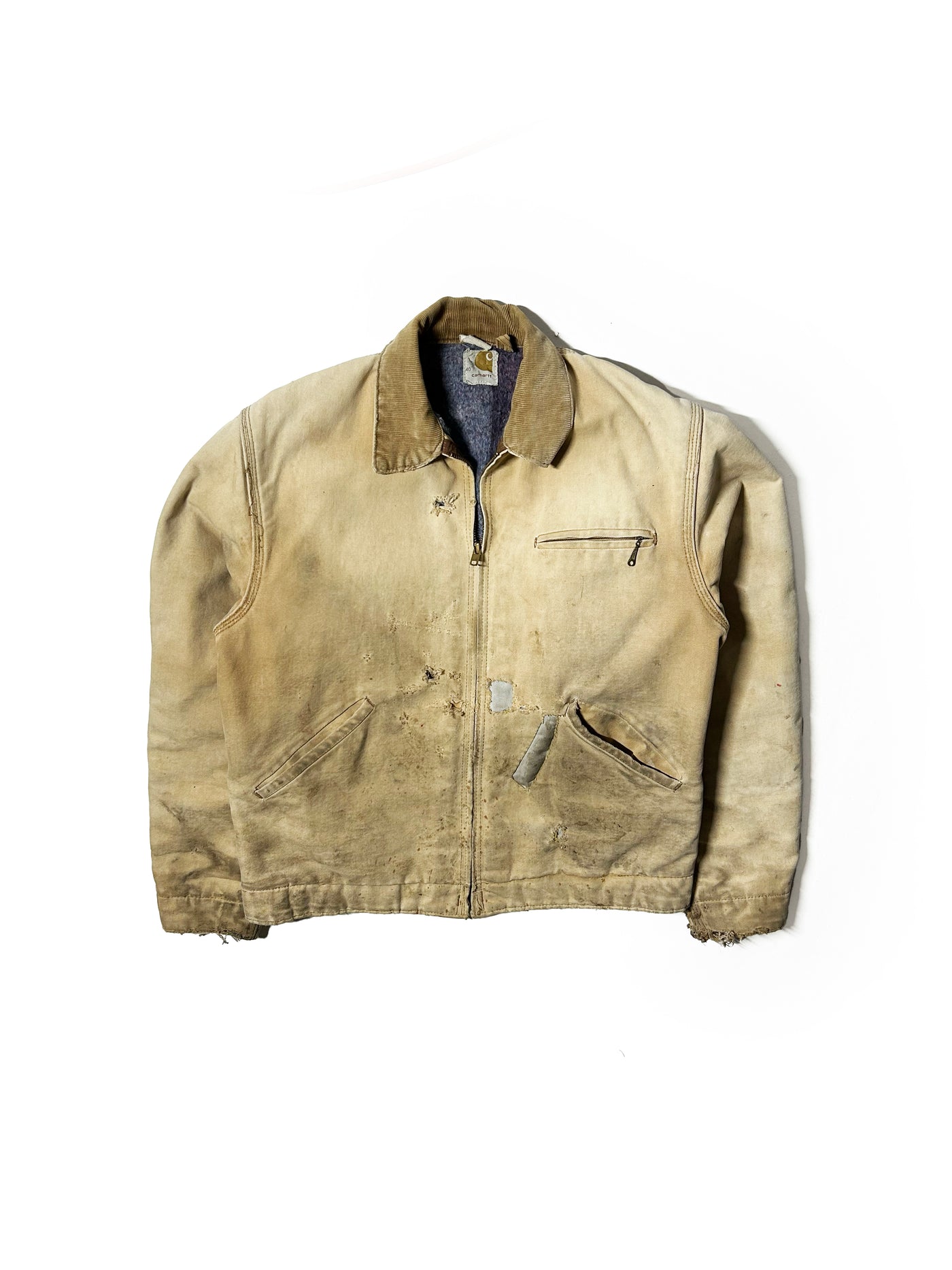 Vintage 80s Carhartt Detroit Style Distressed Tan Jacket