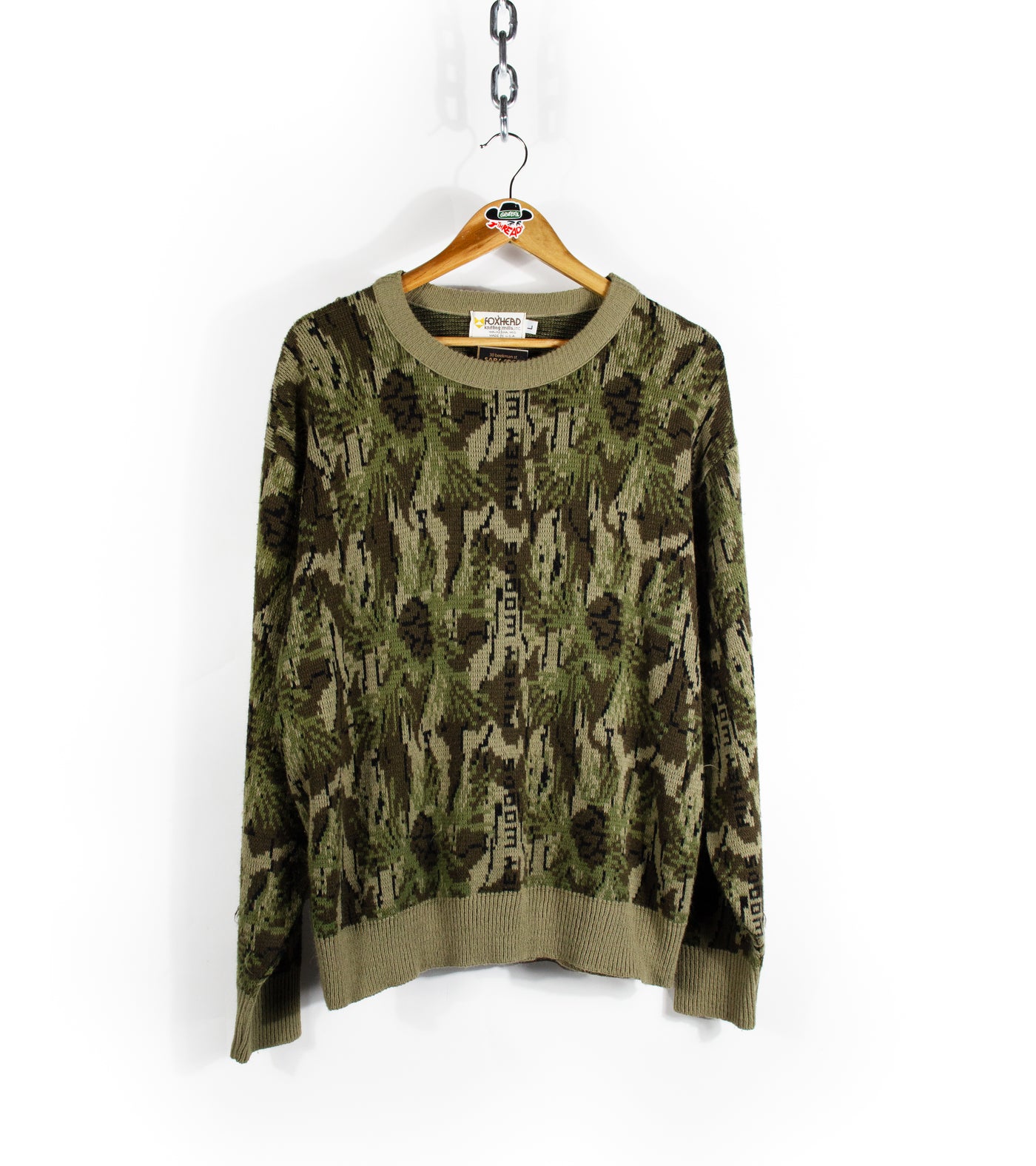 Vintage 80s Foxhead 'Piney Woods' Camo Knit Sweater