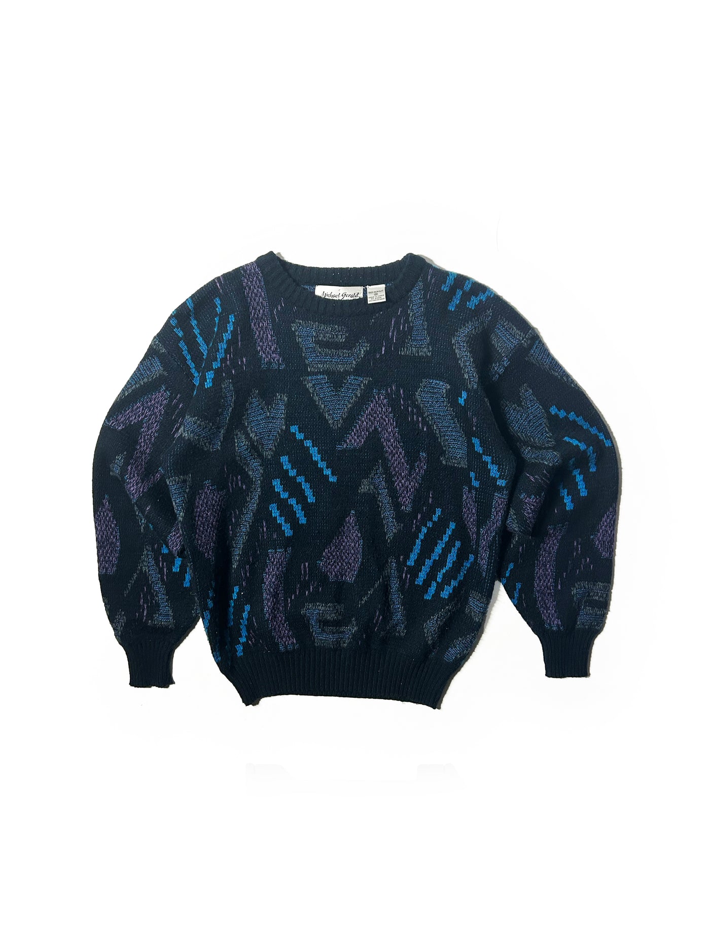 Vintage 90s Michael Gerald Patterned Acrylic Sweater