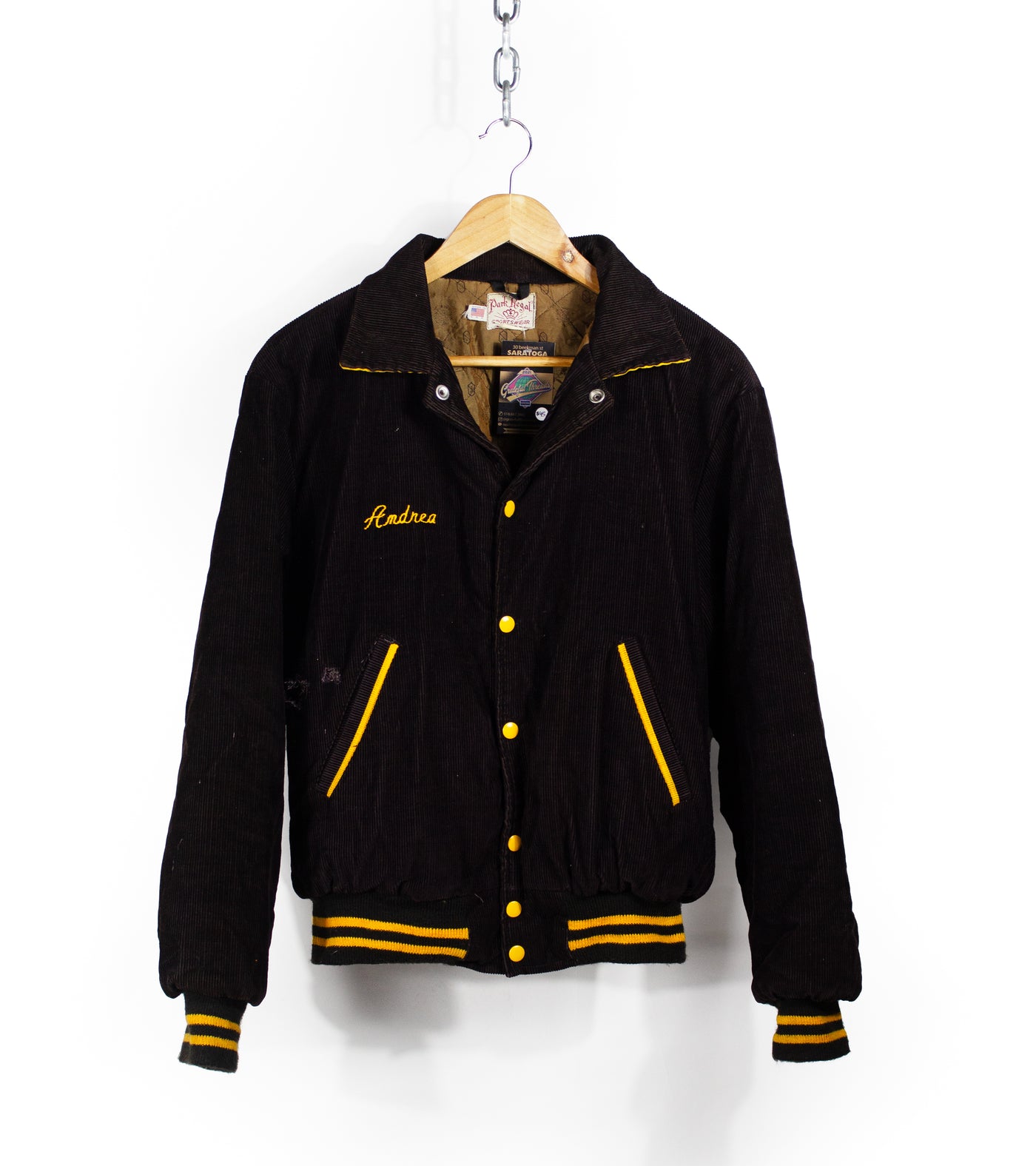 Vintage 1970s Lasalle School Chain-Stitched Corduroy Varsity Jacket