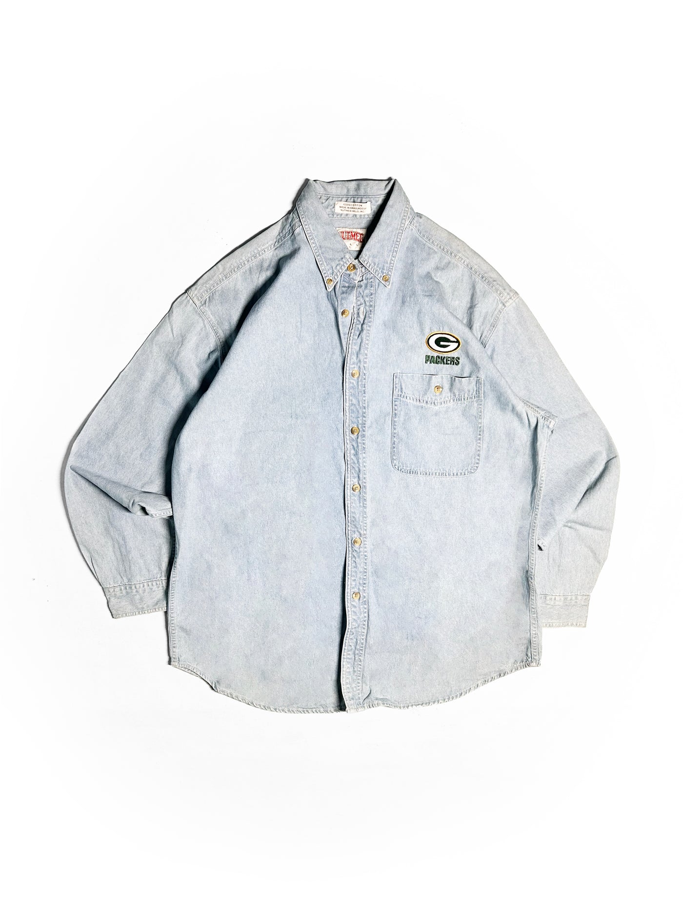 Vintage 90s Green Bay Packers Denim Button Up