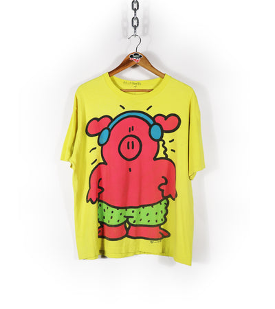 Vintage 1991 Jimmy Pig Haring Style Art T-Shirt