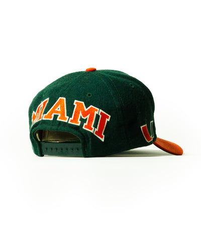 Vintage 90s University of Miami American Needle Wool Blockhead Snapback