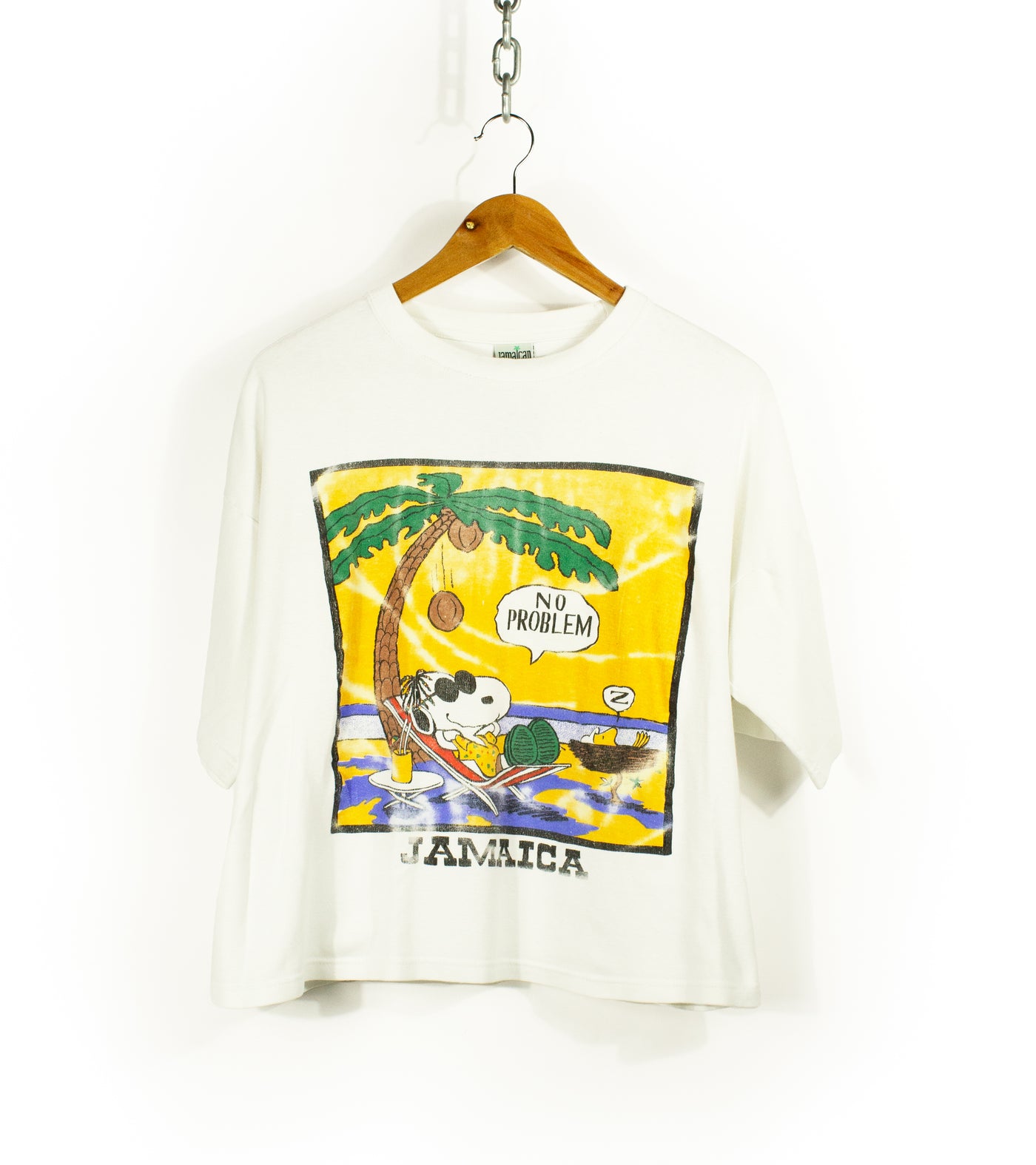 Vintage 90s Jamaica 'No Problem' Snoopy Cropped T-Shirt