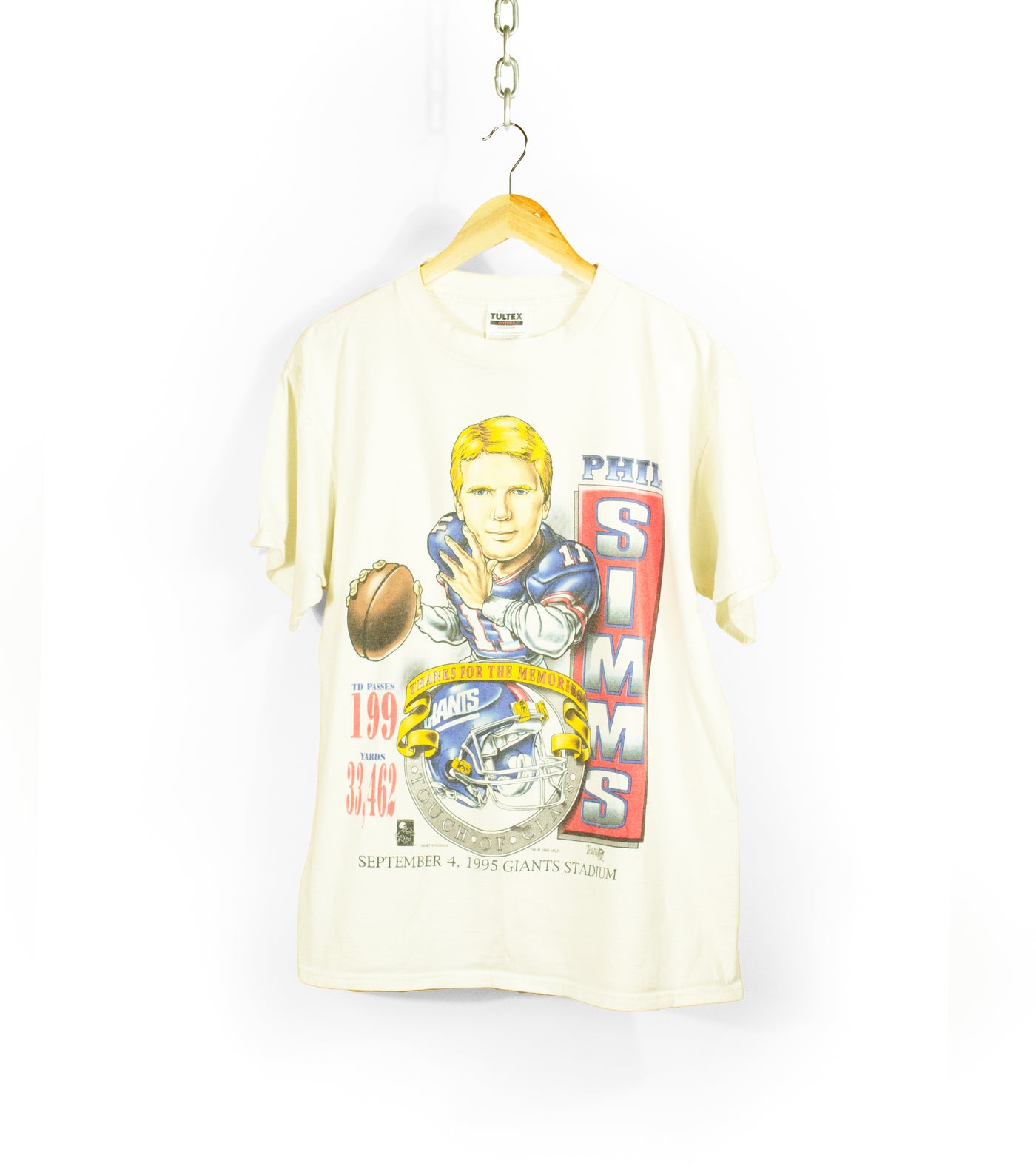 Vintage 1995 Phil Simms New York Giants Xplosion Caricature T-Shirt