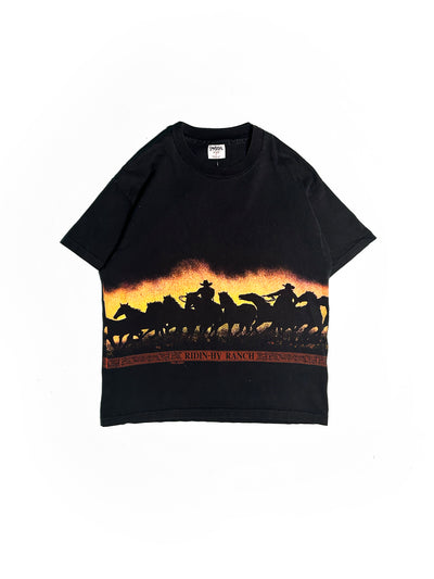 Vintage 1991 Rodeo Ridin Hy Ranch All Over Print T-Shirt