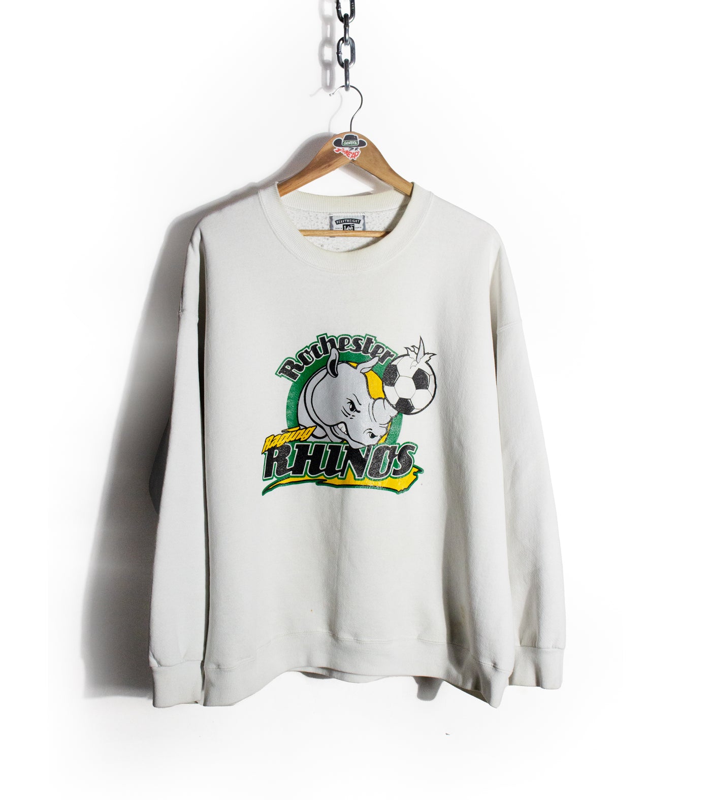Vintage 1996 Rochester Raging Rhinos USISL Minor League Soccer Logo Crewneck