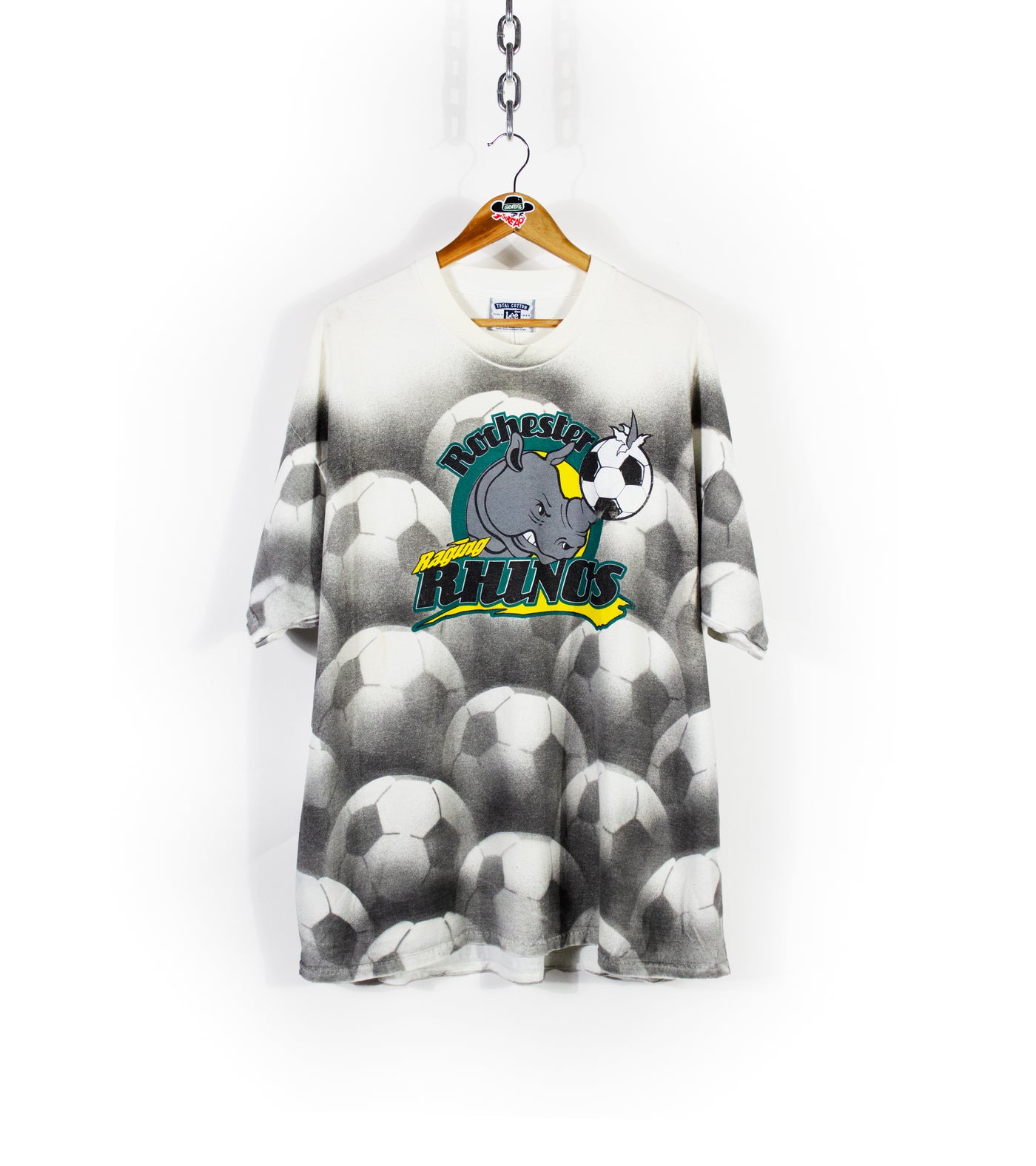 Vintage 90s Rochester Raging Rhinos USL All Over Print T-Shirt