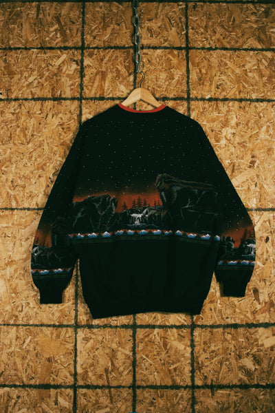 Vintage 90s Wolf All Over Print Crewneck