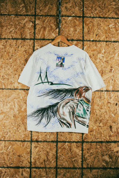 Vintage 1995 All Over Print Kentucky Derby T-Shirt