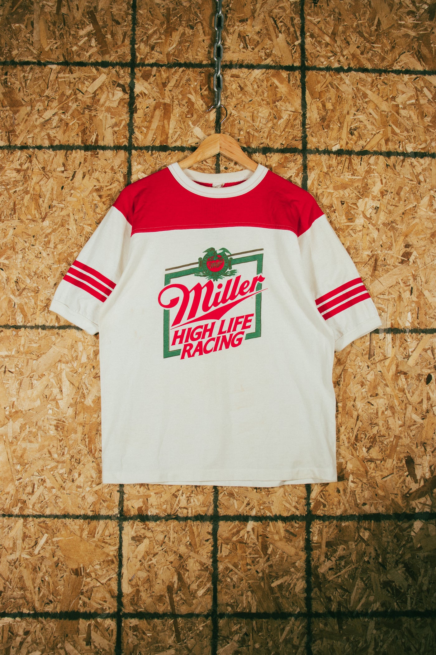 VIntage 80s MillerHigh Life Racing Baseball T-Shirt