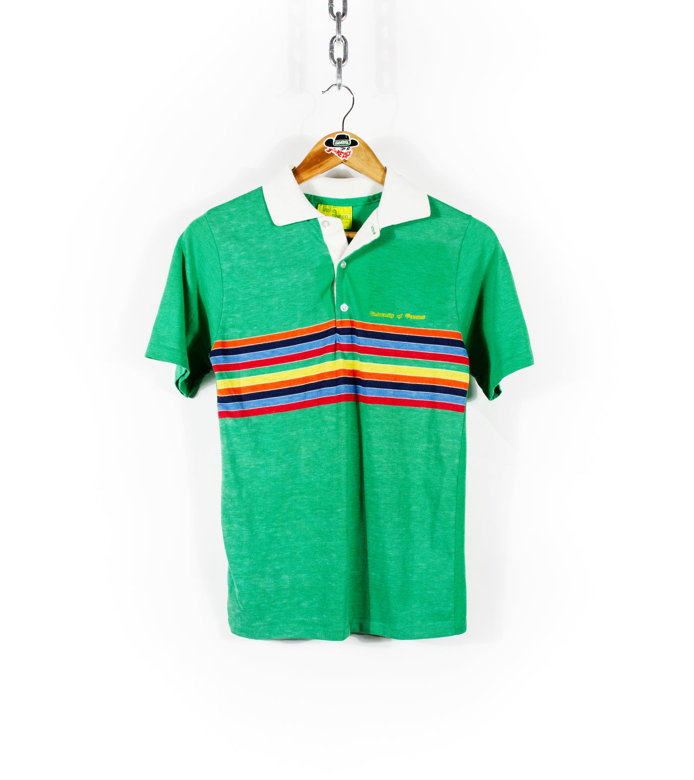 Vintage 70s University of Vermont Rainbow Polo Shirt