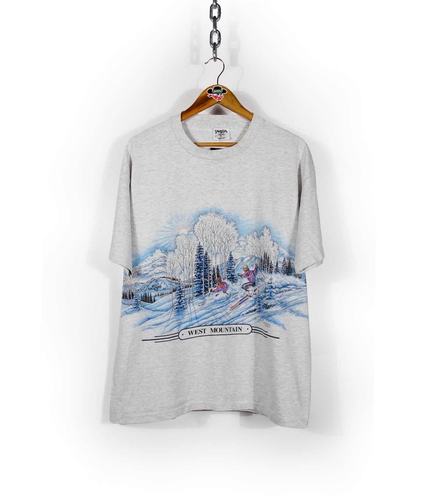 Vintage 1992 Sansegal West Mountain All Over Print T-Shirt