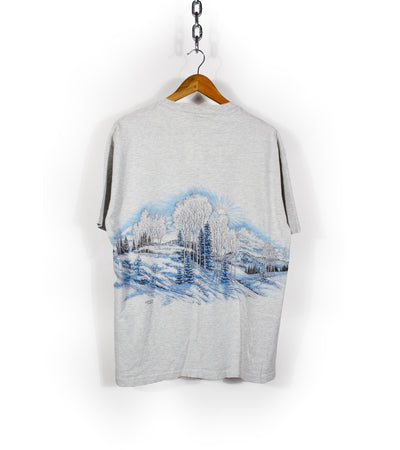 Vintage 1992 Sansegal West Mountain All Over Print T-Shirt
