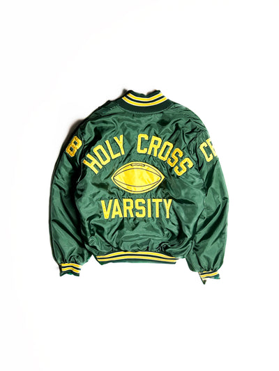 Vintage 80s Holy Cross Varsity Football Bomber Jacket
