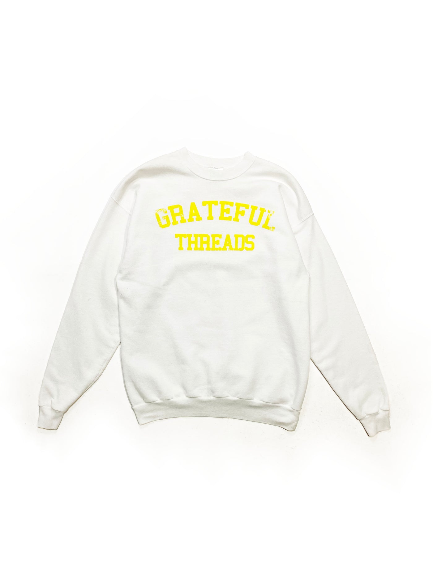 90s Hanes Grateful Threads Spellout Crewneck - White - Size L