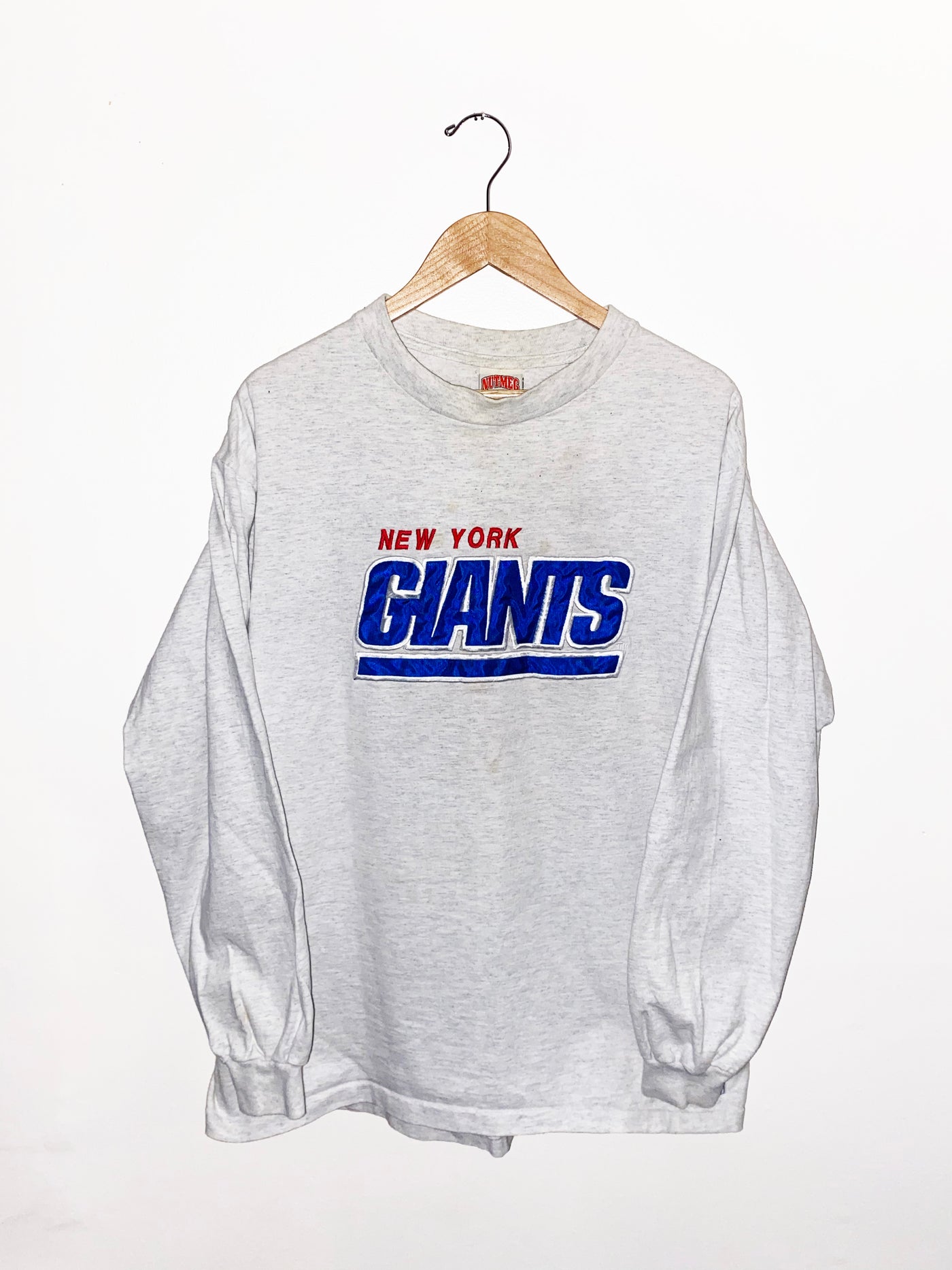 Vintage Nutmeg New York Giants Embroidered Longsleeve T-Shirt