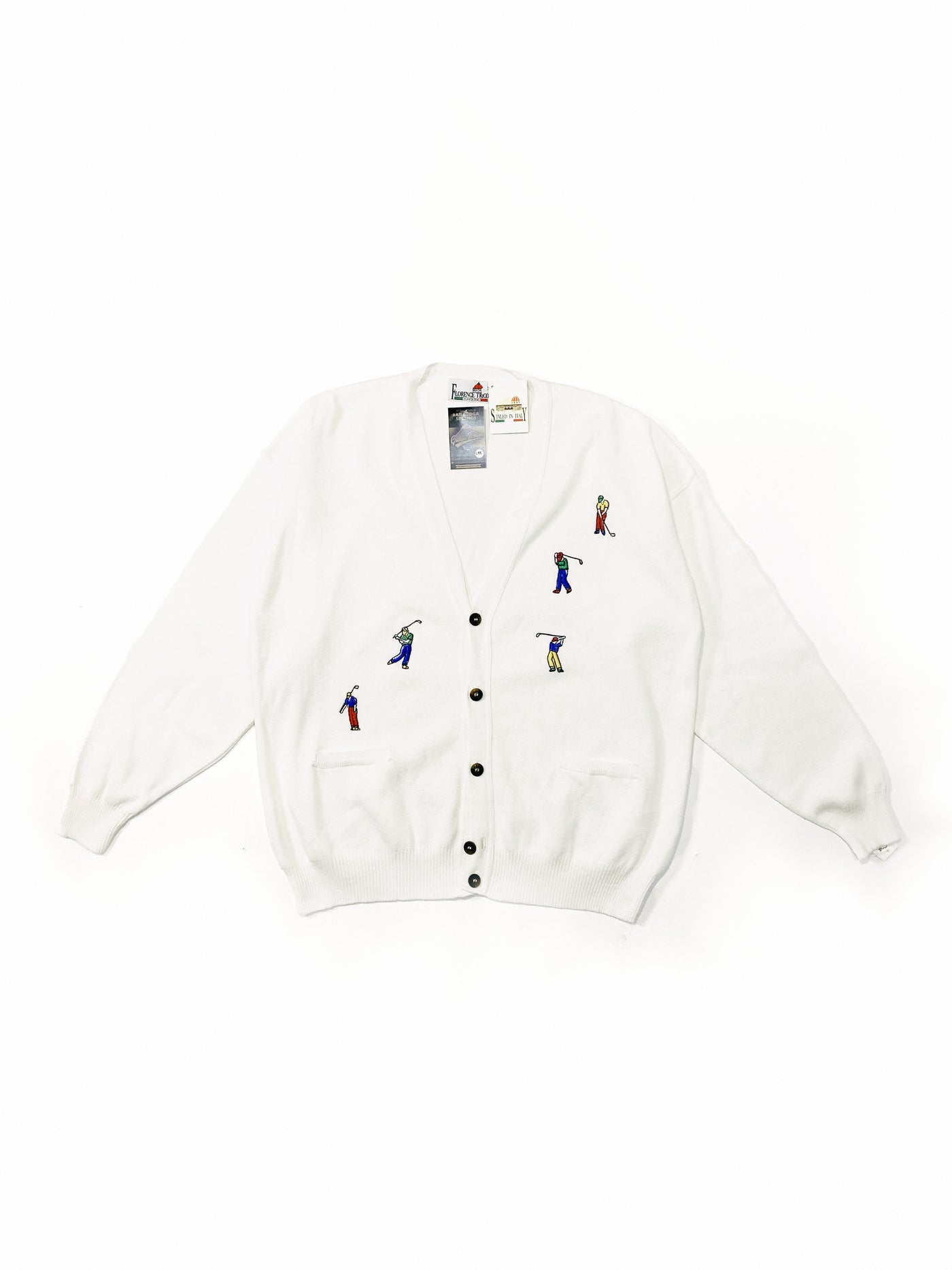 Vintage 90s Florence Tricot Embroidered Golf Cardigan