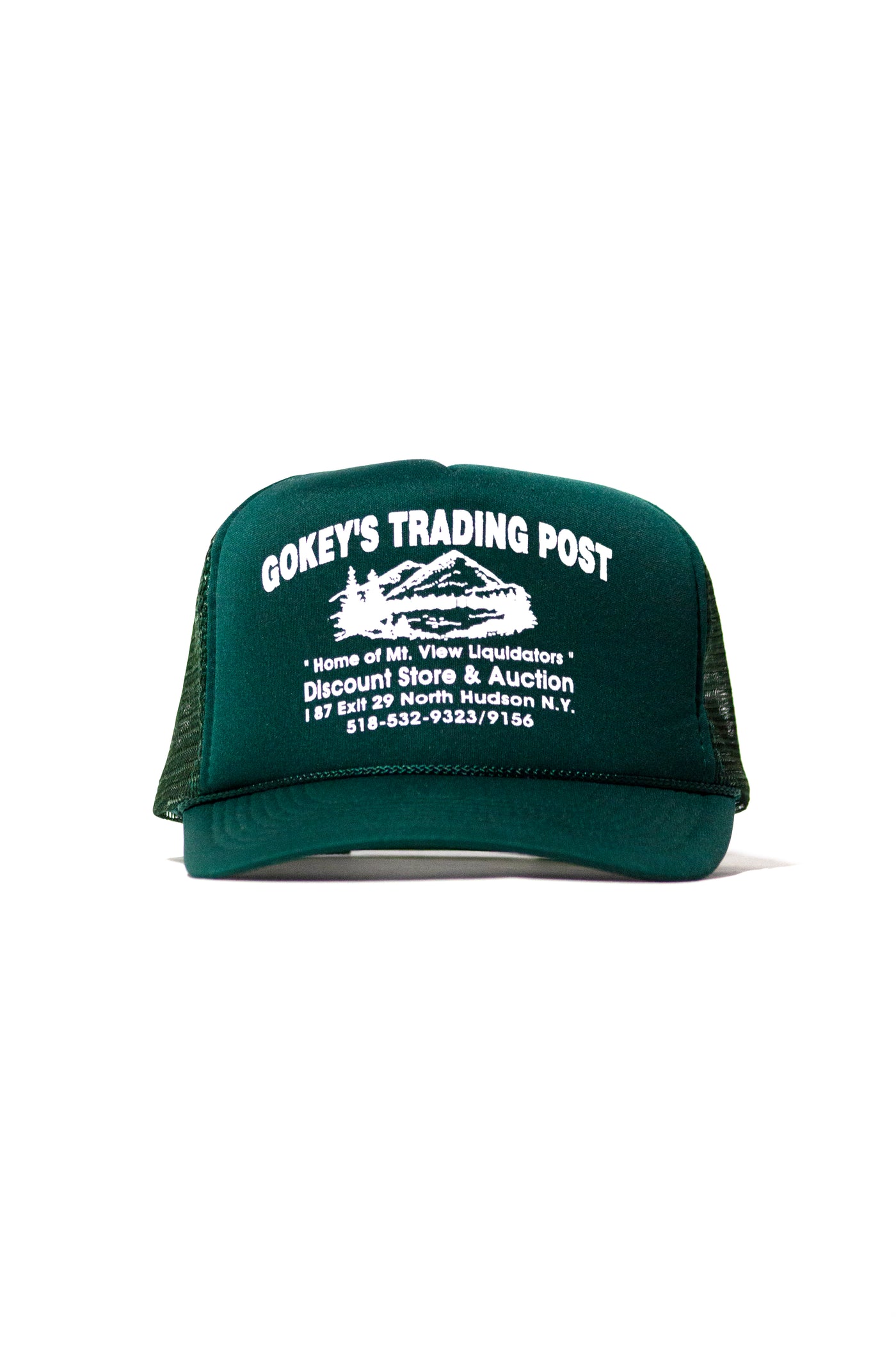 Vintage 90s Gokey’s Trading Post North Hudson NY Puff Print Trucker Hat