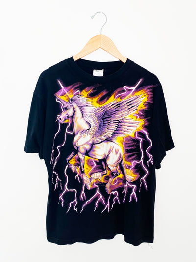 Vintage American Thunder All over Print Unicorn T-Shirt