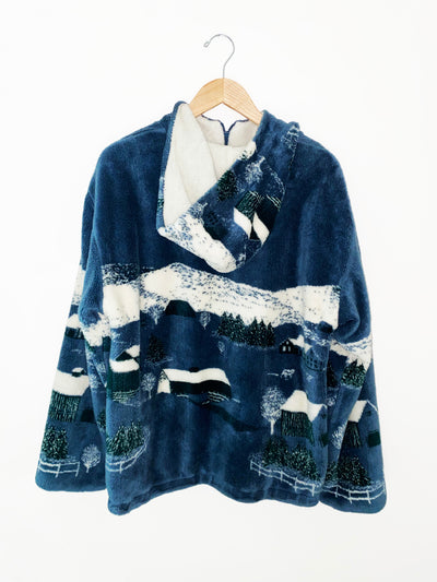 Vintage Hooded All Over Print Country-Scene Jacket