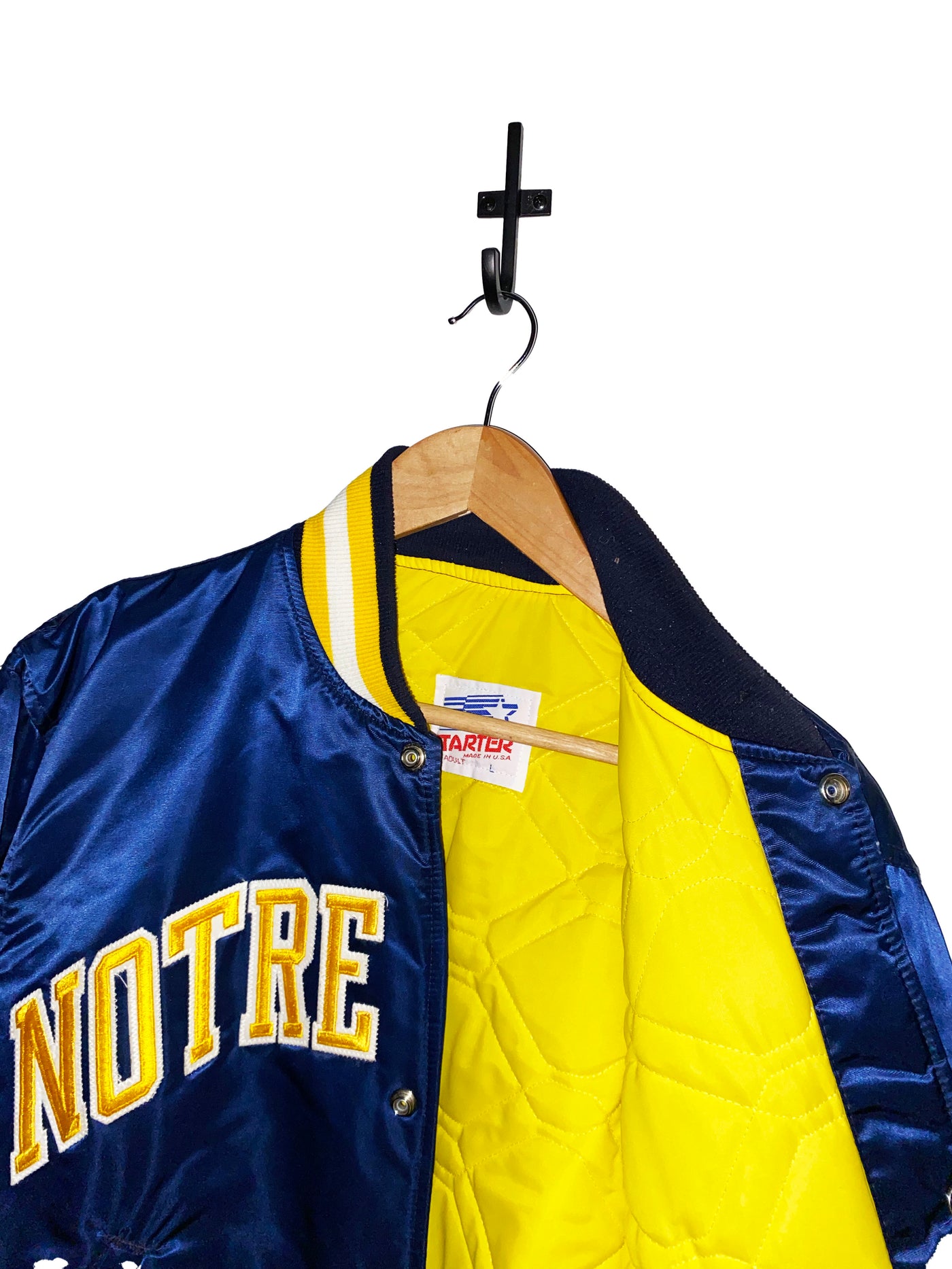 Vintage Starter Notre Dame Satin Bomber Jacket