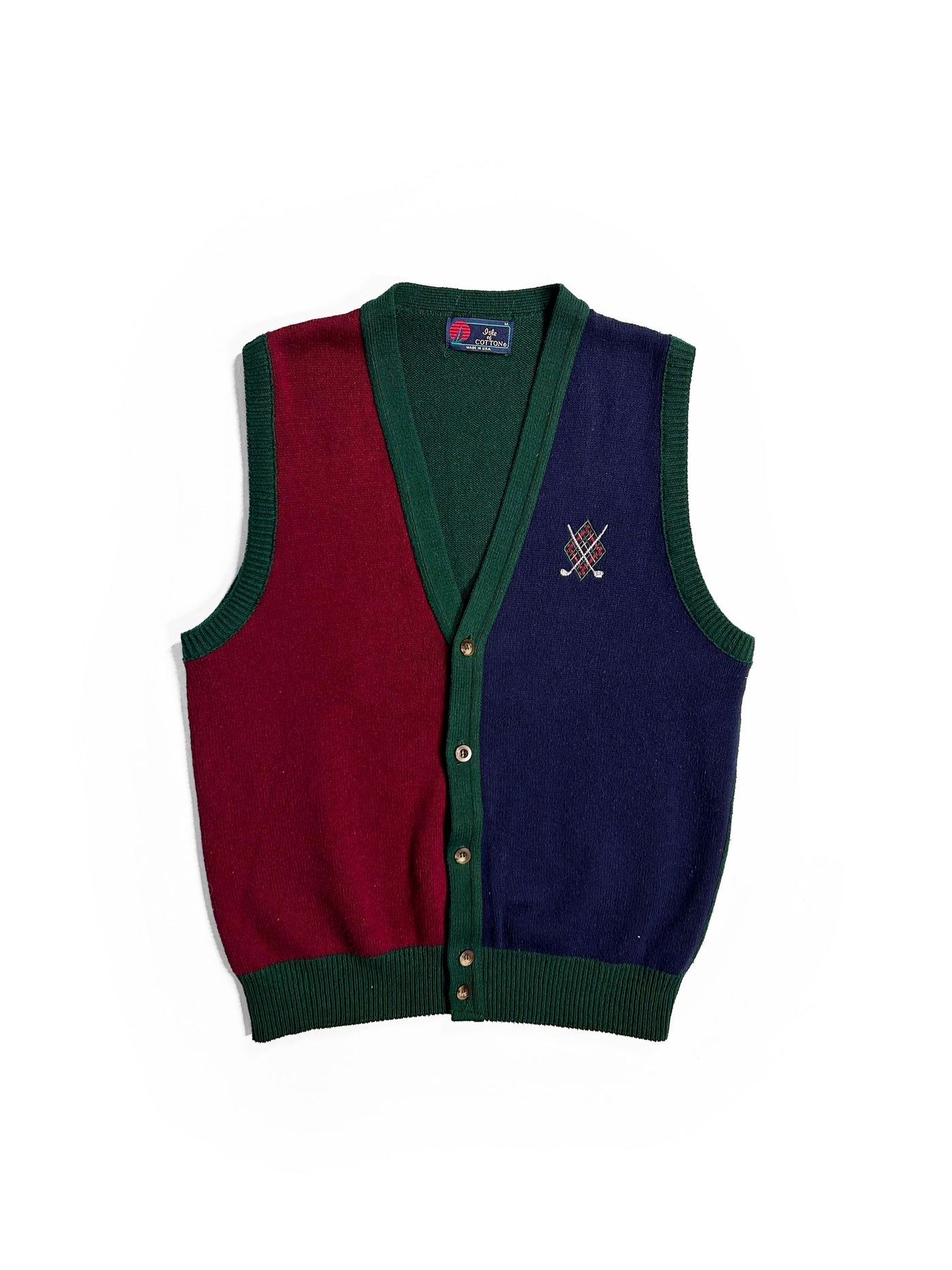 Vintage 90s Colorblock Golf Cardigan Vest