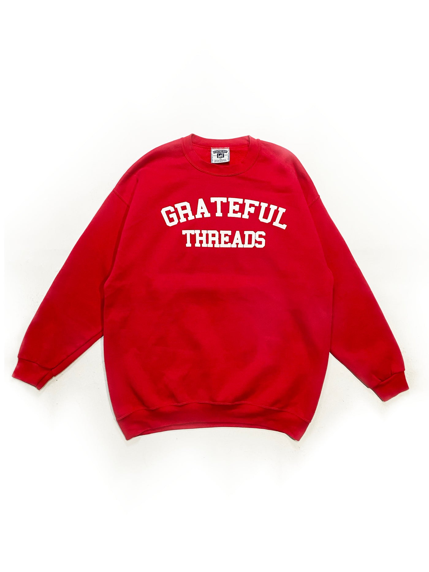 90s Lee Heavy Grateful Threads Spellout Crewneck - Red - Size XL