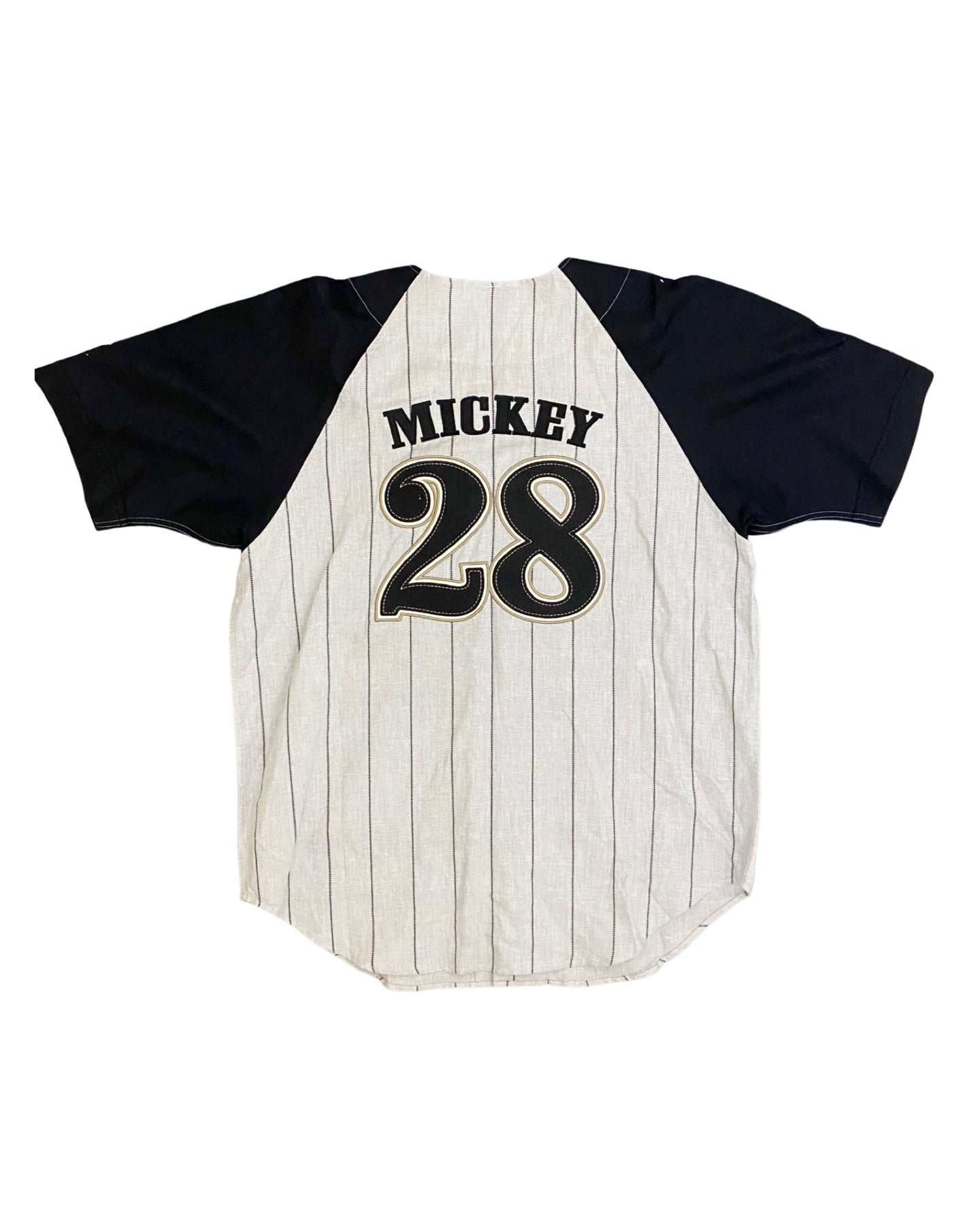Mickey Mouse White Pinstripe Baseball Jersey - T-shirts Low Price