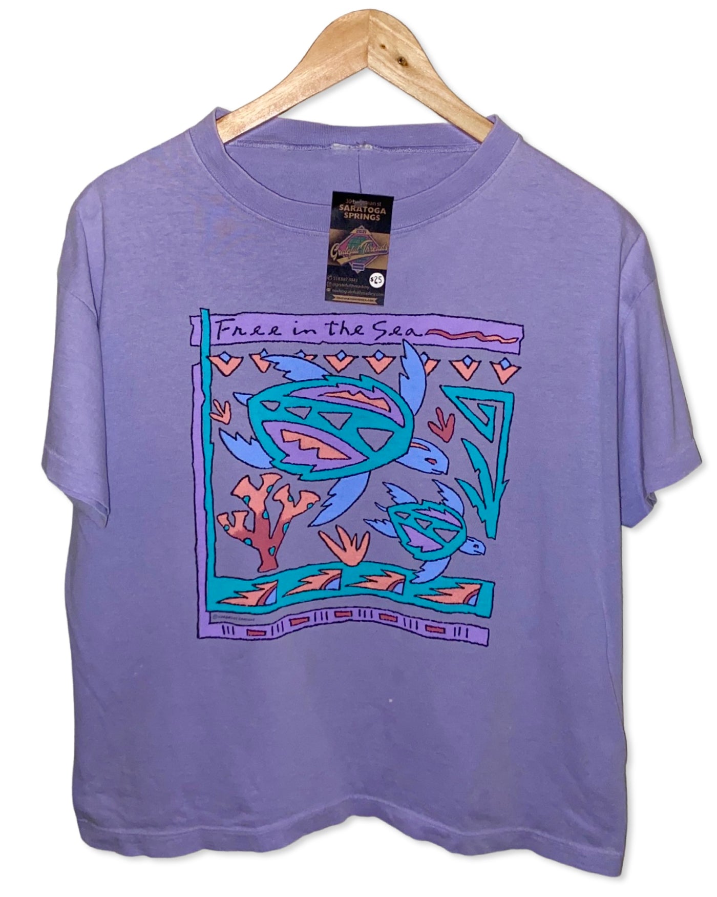 Vintage 80s Free In The Sea Art T-Shirt