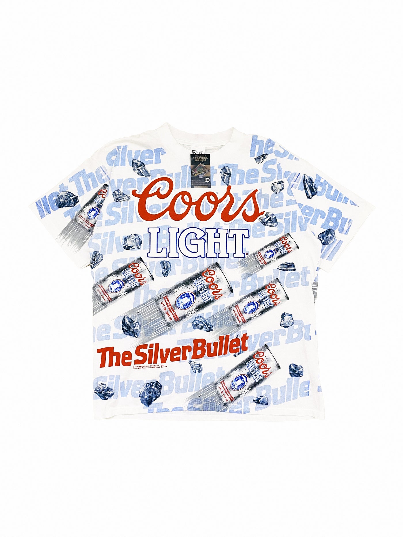 Vintage 1992 Coors Light Silver Bullet All Over Print T-Shirt