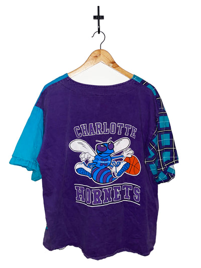 Vintage Charlotte Hornets Flannel Baseball Style Jersey