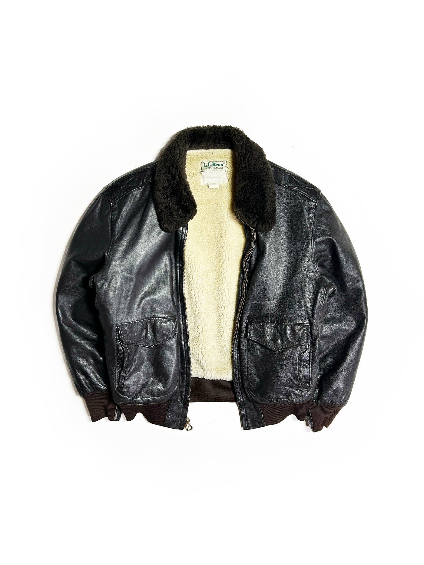 Vintage 70s LL Bean Lined Leather Bomber Jacket