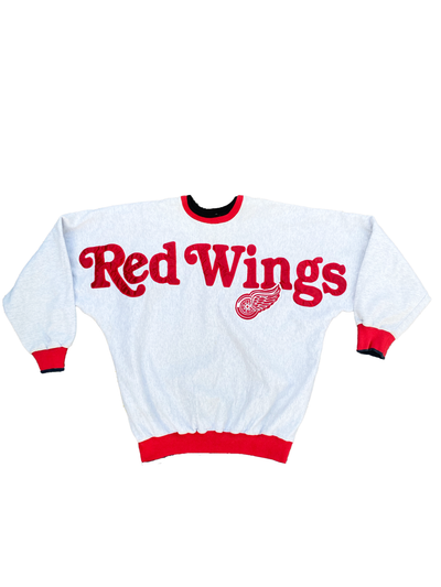 Vintage 90s Detroit Red Wings Spellout Crewneck